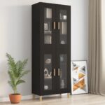 vidaXL Závesná nástenná skrinka čierna 69,5x34x90 cm – Obrázok 9
