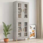 vidaXL Závesná nástenná skrinka betónovosivá 69,5x34x90 cm – Obrázok 9