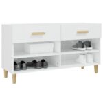 vidaXL Botník lesklý biely 102x35x55 cm spracované drevo – Obrázok 4