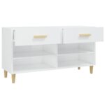 vidaXL Botník lesklý biely 102x35x55 cm spracované drevo – Obrázok 8