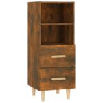 vidaXL Komoda dymový dub 34,5x34x90 cm spracované drevo – Obrázok 2