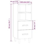 vidaXL Komoda dymový dub 34,5x34x90 cm spracované drevo – Obrázok 8