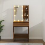 vidaXL Toaletný stolík s LED hnedý dub 60x40x140 cm – Obrázok 12