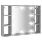 vidaXL Zrkadlová skrinka s LED sivý dub sonoma 76x15x55 cm – Obrázok 2