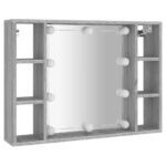 vidaXL Zrkadlová skrinka s LED sivý dub sonoma 76x15x55 cm – Obrázok 3
