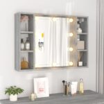 vidaXL Zrkadlová skrinka s LED sivý dub sonoma 76x15x55 cm – Obrázok 4