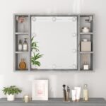 vidaXL Zrkadlová skrinka s LED sivý dub sonoma 76x15x55 cm – Obrázok 5