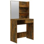 vidaXL Toaletný stolík so zrkadlom dymový dub 74,5x40x141 cm – Obrázok 2