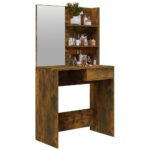 vidaXL Toaletný stolík so zrkadlom dymový dub 74,5x40x141 cm – Obrázok 4