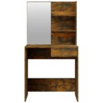 vidaXL Toaletný stolík so zrkadlom dymový dub 74,5x40x141 cm – Obrázok 6