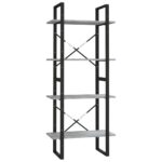 vidaXL 4-poschodová knižnica sivá sonoma 60x30x140 cm spracované drevo – Obrázok 2