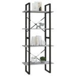 vidaXL 4-poschodová knižnica sivá sonoma 60x30x140 cm spracované drevo – Obrázok 4