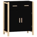 vidaXL Komoda čierna 62x38x75 cm spracované drevo – Obrázok 2