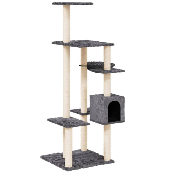 VXL8720287123842_a_en_hd_1.jpg vidaXL Škrabadlo pre mačky so sisalovými stĺpikmi tmavosivé 142 cm – Obrázok 2