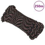 vidaXL Lodné lano čierne 4 mm 250 m polypropylén