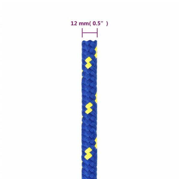 vidaXL Lodné lano modré 12 mm 100 m polypropylén – Obrázok 6