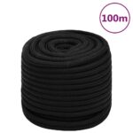 vidaXL Pracovné lano čierne 16 mm 100 m polyester