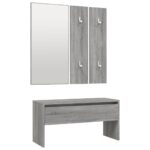 vidaXL Súprava nábytku do chodby sivý dub sonoma spracované drevo – Obrázok 6