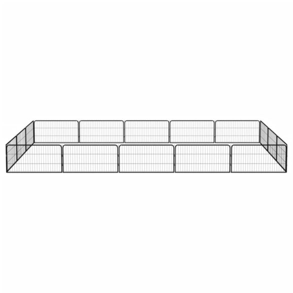 vidaXL Ohrádka pre psov 16 panelov čierna 100x50 cm práškovaná oceľ – Obrázok 2