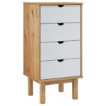 vidaXL Skrinka so zásuvkami OTTA, hnedo biela 45x39x90 cm, borovica – Obrázok 2