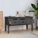 vidaXL Konferenčný stolík sivý 102x49x55 cm borovicový masív – Obrázok 3