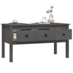 vidaXL Konferenčný stolík sivý 102x49x55 cm borovicový masív – Obrázok 5