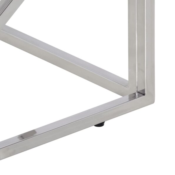 vidaXL Konferenčný stolík strieborný nerezová oceľ a masív z podvalov – Obrázok 6