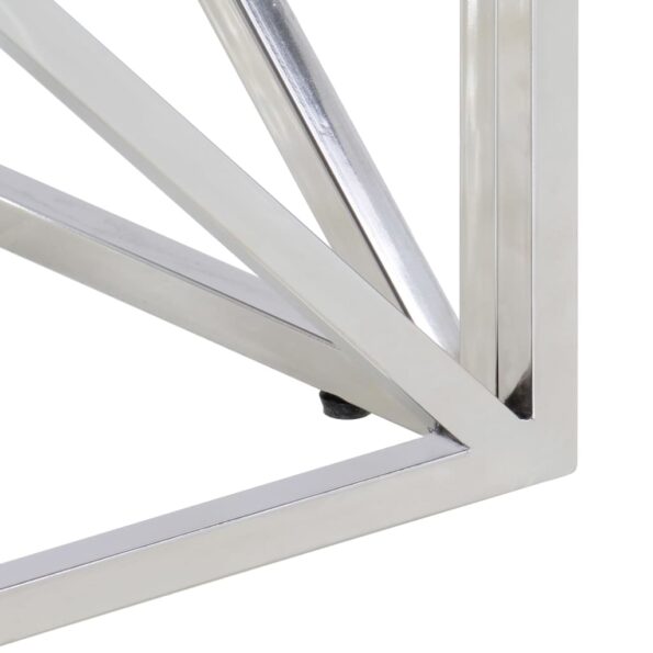 vidaXL Konferenčný stolík strieborný nerezová oceľ a masív z podvalov – Obrázok 6