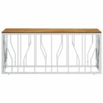 vidaXL Konferenčný stolík strieborný nerezová oceľ a akáciový masív – Obrázok 3