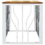 vidaXL Konferenčný stolík strieborný nerezová oceľ a akáciový masív – Obrázok 4