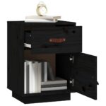 vidaXL Nočný stolík čierny 40x34x55 cm masívne borovicové drevo – Obrázok 4