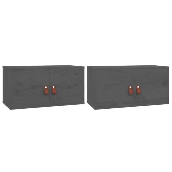 vidaXL Nástenné skrinky 2 ks sivé 60x30x30 cm masívna borovica – Obrázok 2