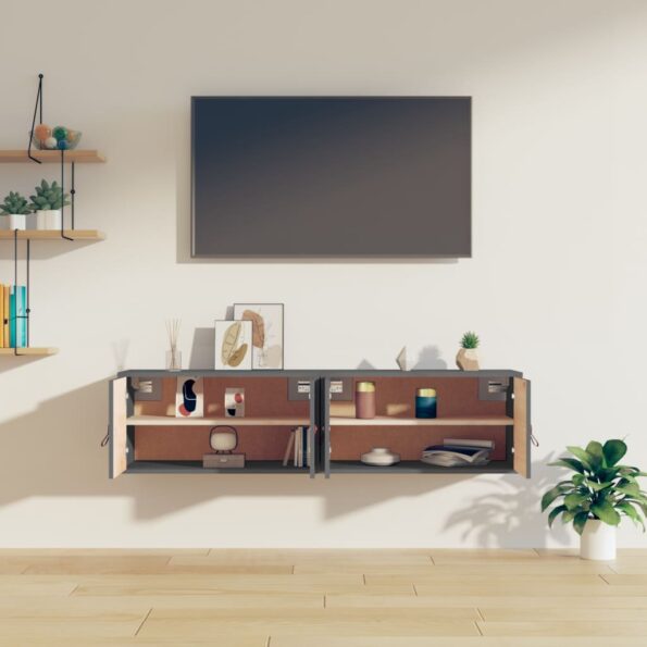 vidaXL Nástenné skrinky 2 ks sivé 60x30x30 cm masívna borovica – Obrázok 9