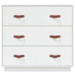 vidaXL Komoda biela 80x40x75 cm borovicový masív – Obrázok 3