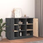 vidaXL Komoda sivá 100x40x75 cm borovicový masív – Obrázok 6