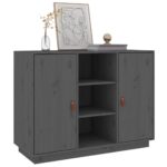 vidaXL Komoda sivá 100x40x75 cm borovicový masív – Obrázok 7