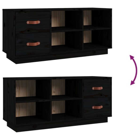 vidaXL Lavica na topánky čierna 100x34x45 cm masívna borovica – Obrázok 9