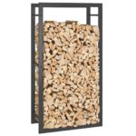 vidaXL Stojan na krbové drevo matný čierny 50x28x94 cm oceľ – Obrázok 5