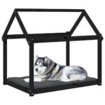 vidaXL Posteľ pre psa čierna 111x80x100 cm borovicový masív – Obrázok 4