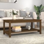 vidaXL Konferenčný stolík medovo-hnedý 110x55x45 cm borovicový masív – Obrázok 3
