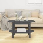vidaXL Konferenčný stolík sivý 80x45x45cm borovicový masív – Obrázok 3