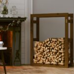 vidaXL Stojan na palivové drevo medový 80x25x100 cm masívna borovica – Obrázok 3