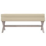 vidaXL Úložná taburetka, béžová 110x45x49 cm, ľan – Obrázok 3