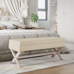 vidaXL Úložná taburetka, béžová 110x45x49 cm, ľan