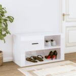 vidaXL Botník lesklý biely 80x35x45 cm spracované drevo – Obrázok 3