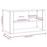 vidaXL Botník betónovo sivý 80x35x45 cm spracované drevo – Obrázok 9