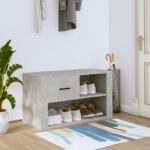 vidaXL Botník betónovo sivý 80x35x45 cm spracované drevo