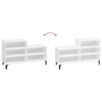 vidaXL Botník lesklý biely 102x36x60 cm spracované drevo – Obrázok 5