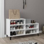 vidaXL Botník lesklý biely 102x36x60 cm spracované drevo