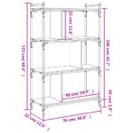 vidaXL Knižnica 4-poschodová dymový dub 76x32x123 cm kompozitné drevo – Obrázok 9